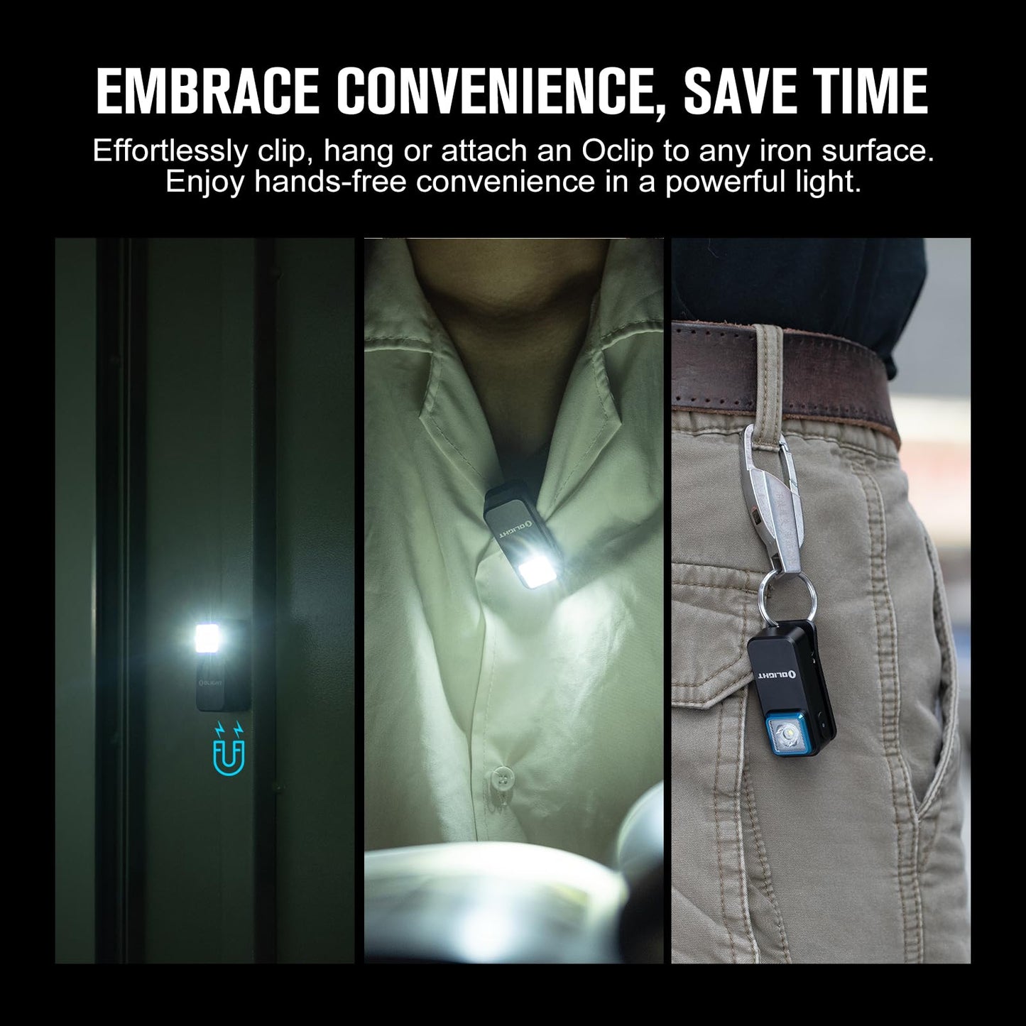 OLIGHT Oclip Mini Rechargeable EDC Clip Flashlight, Black