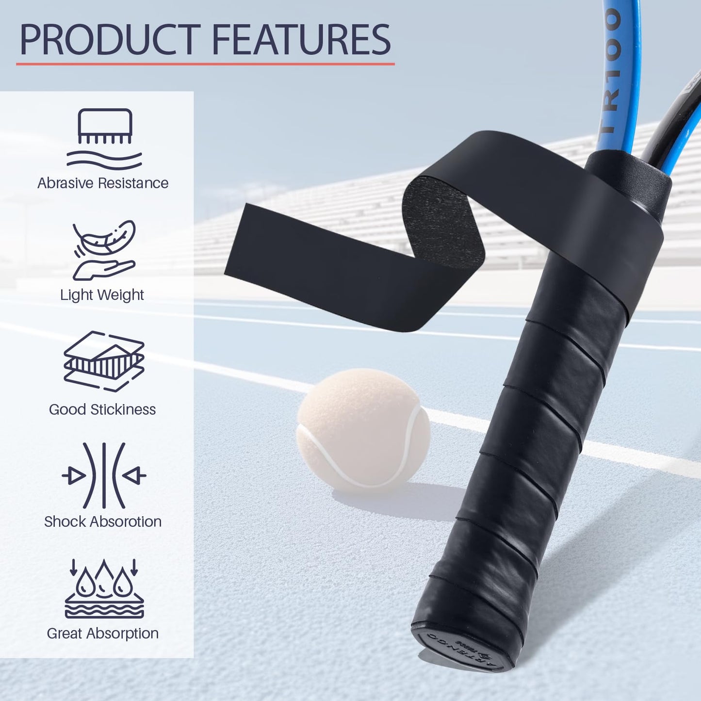 Mindow 26 Pack Black Tennis Racket Grip Tape, Precut Overgrips for Anti-Slip Sweat Absorption, PU Tennis Overgrip Wrap for Tennis, Badminton Pickleball, Velvety Comfort Enhanced Control