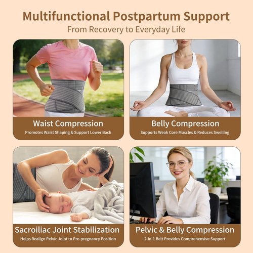 FALCOFIT Abdominal Binder Post Surgery, Postpartum Belly Band – C Section Belly Binder Support Belt, Post Surgery Compression Garment, Stomach Wrap, Hernia Belt for Women & Men (Small S/M), 2-in-1