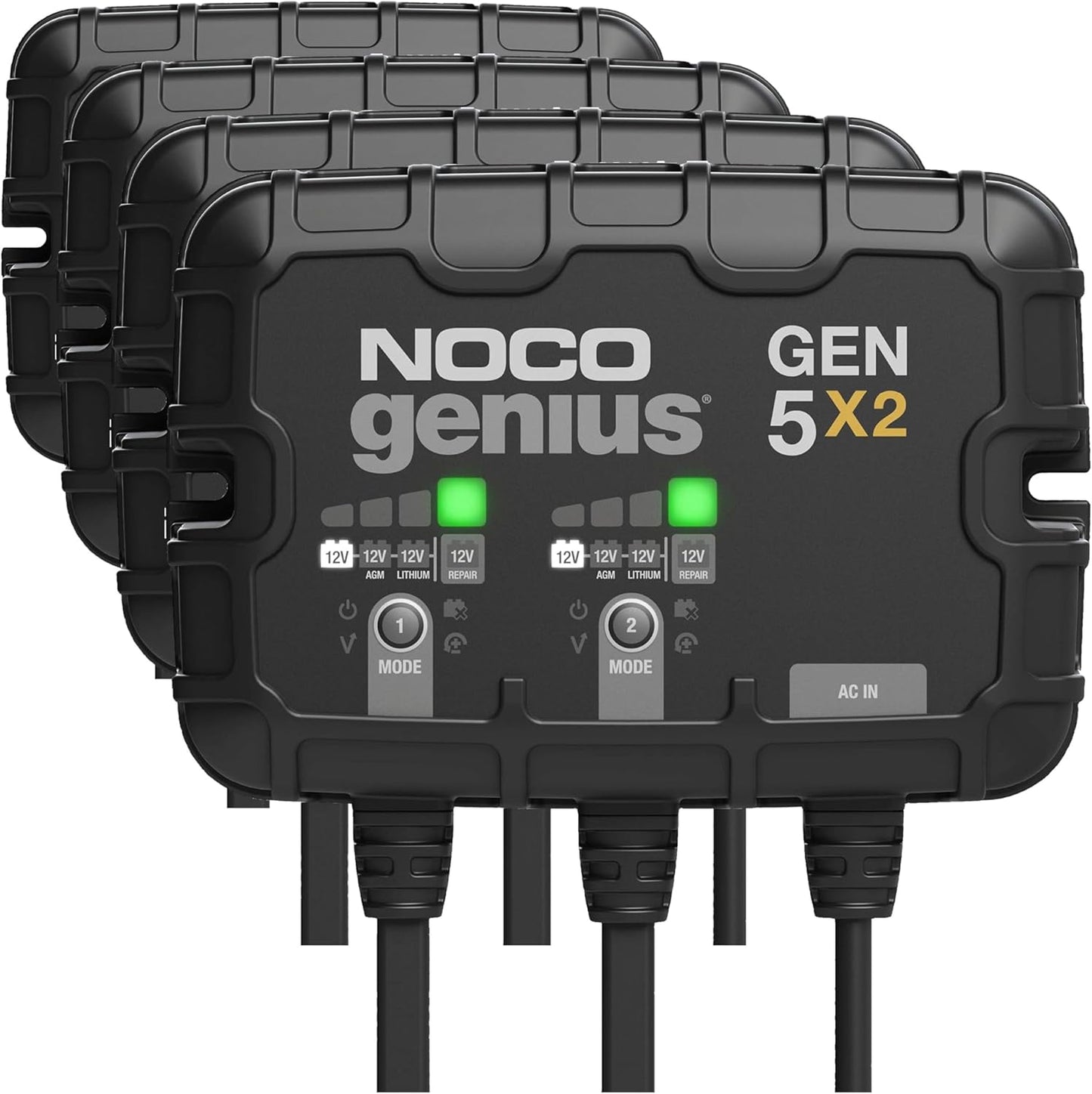 NOCO Genius GEN5X2 Onboard Battery Charger - 10A Dual Bank, 12V Waterproof with Overcharge Protection & Temperature Compensation