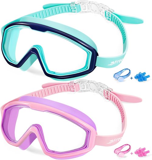 Freela Swim Goggles for Kids | Anti-Fog, No Leak Design for Ages 3-15 - Clear for Pool & Beach