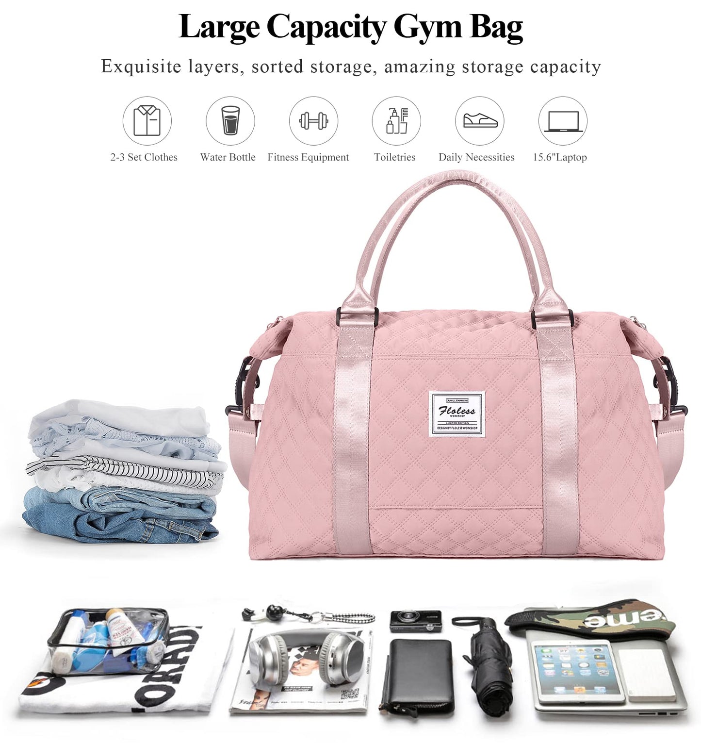 Travel Duffel Bag,Overnight Weekender Bags for Women with Wet Pocket