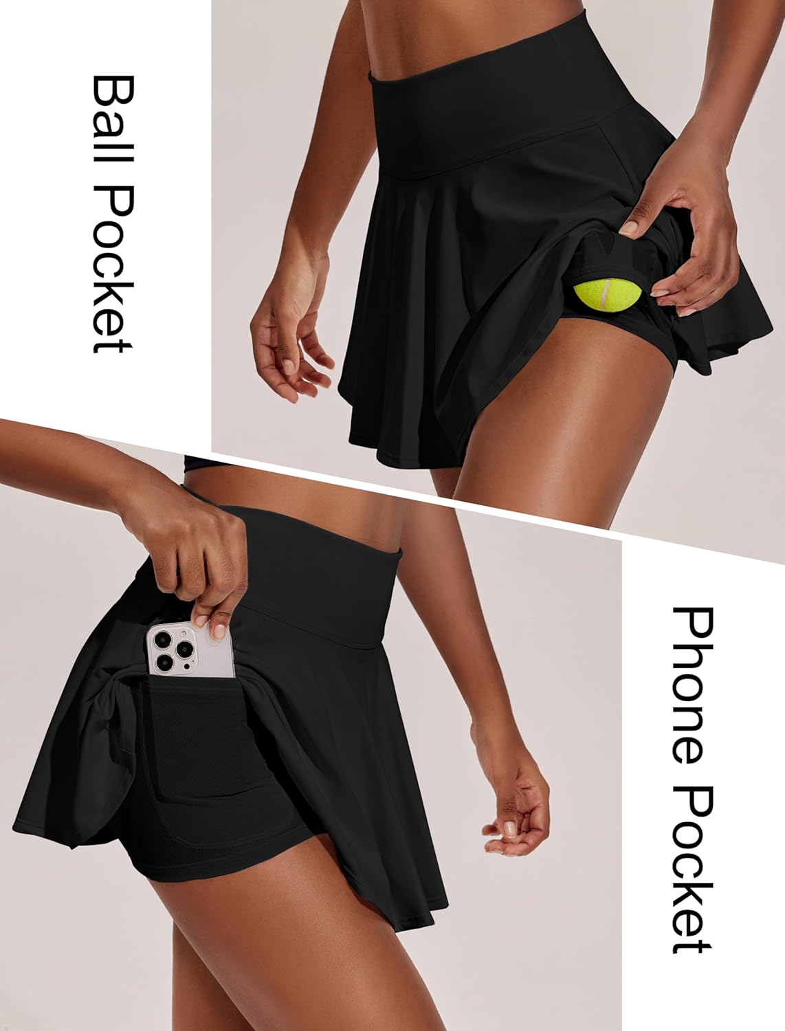 PINSPARK Women's Tennis Skirt - Pleated High-Waisted Athletic Skort with Pockets for Golf & Pickleball