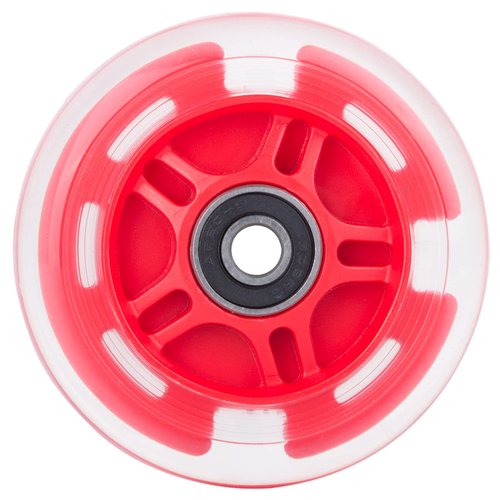 AOWESM 80mm Light Up Scooter Wheels L.E.D.Flashing 3-Wheel Kick Scooter Rear Replacement Wheels for Kick Push Scooters, Inline Skates, Micro Kickboard, Luggage and more (2-Pack) (Red)