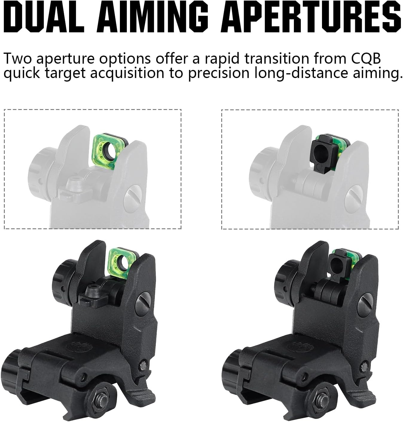 ohhunt Flip Up Sights Polymer Fiber Optic Sights Backup Sight Black for Picatinny