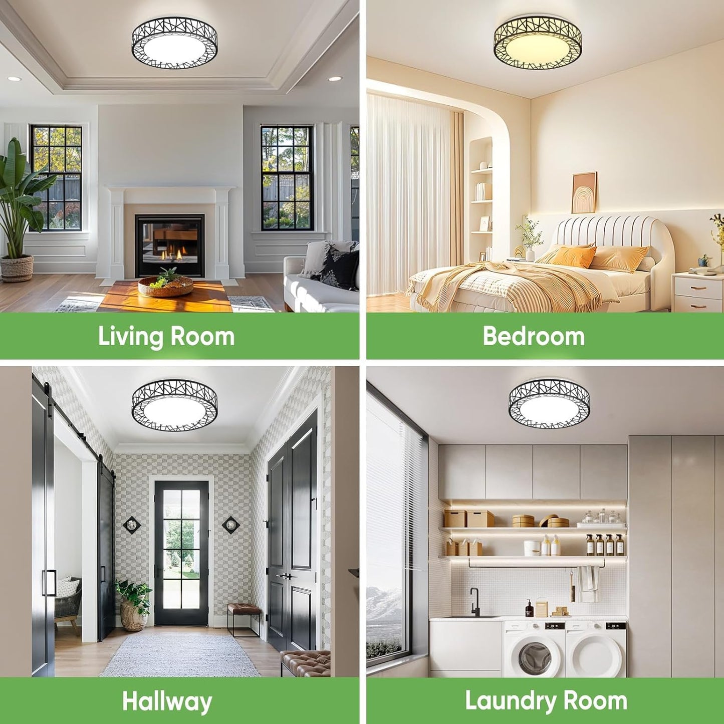 Lightania 18 Inch Flush Mount Ceiling Light, Modern Black LED Ceiling Light Fixture, 35W 3500LM 2700-6500K Adjustable, Dimmable Ceiling Lights for Bedroom, Kitchen, Hallway, Bathroom, ETL Listed