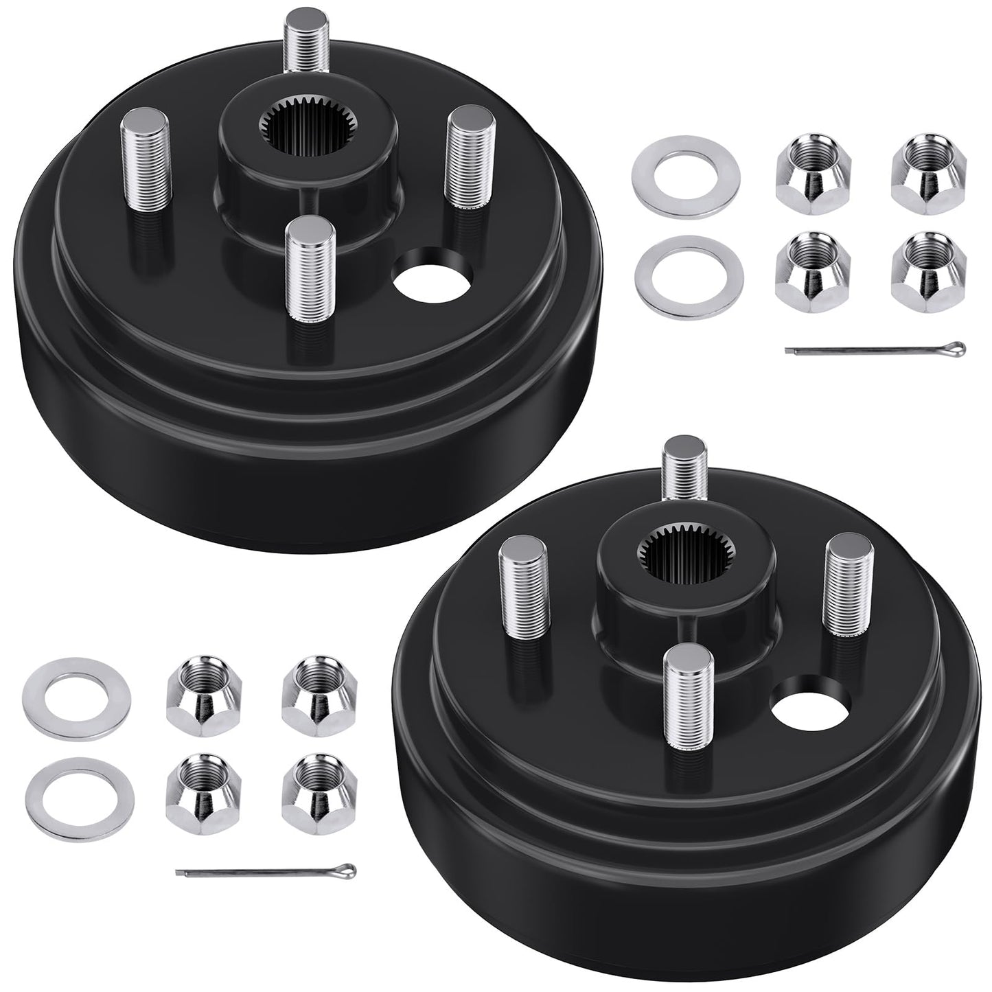 21807G1 Golf Cart Brake Drum for EZGO TXT 30 Tooth Spline Brake Drum, 1 Inch Large Hole Brake Hub with Nuts For 4 Cycle Gas 1996-Up EZGO TXT/RXV/Medalist/Marathon/Columbia, OEM# 21807-G1/G2, 41843-94