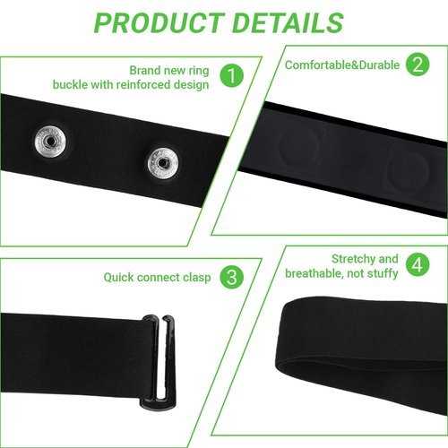 Heart Rate Monitor Replacement Chest Strap for Polar H10 H9 H7 H1, Adjustable Waterproof Soft Straps Compatible with Wahoo Garmin Moofit Powr Labs COOSPO XOSS Chest Belt
