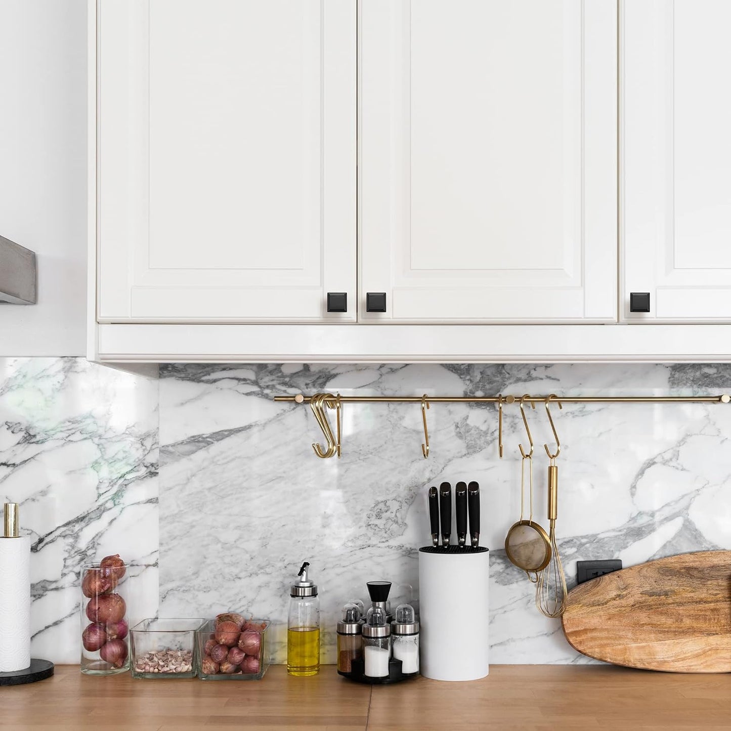 30 Pack Matte Black Square Kitchen Cabinet Knobs - Modern Zinc Drawer Pulls & Handles