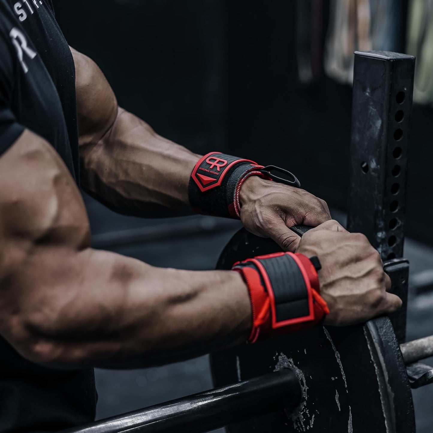 PR Personal Record Heavy Duty Wrist Wraps - Extra Wide Strap & Strong Thumb Loop for Weightlifting