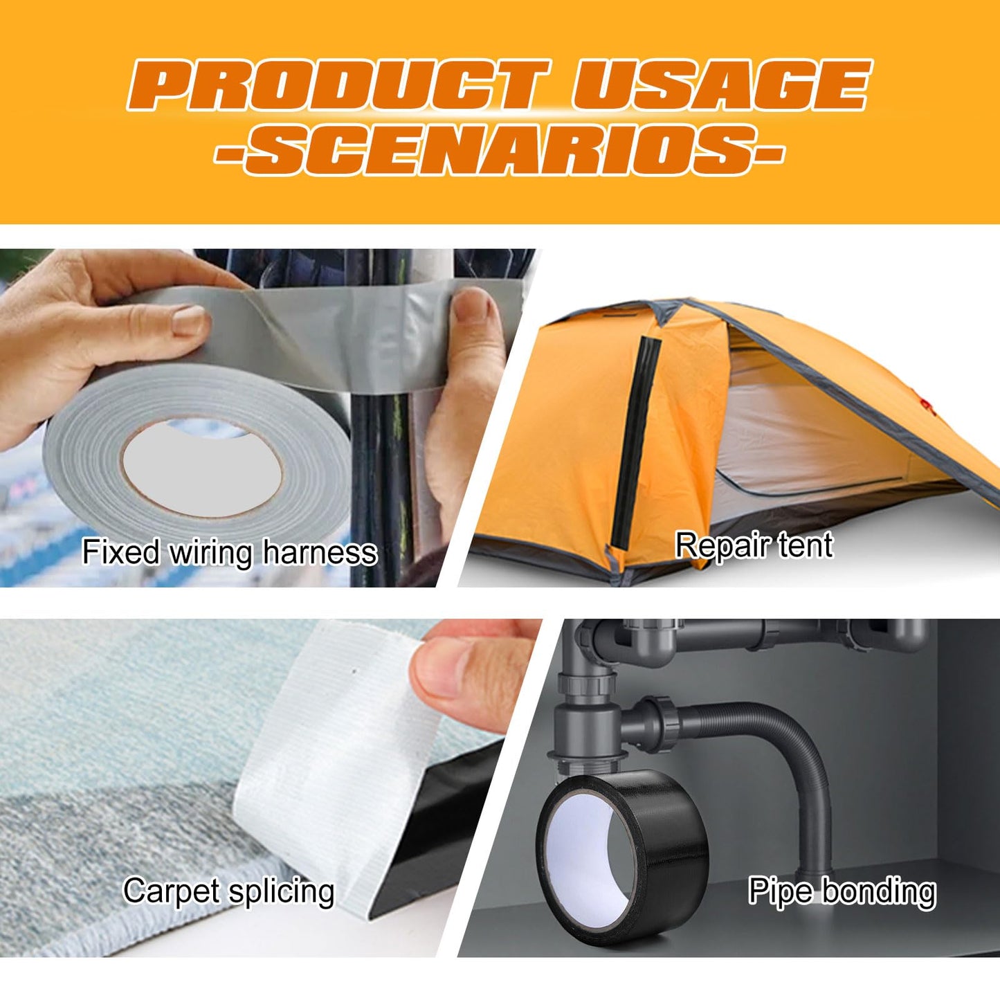 SIKEDEPRO 5-Pack Black Heavy Duty Duct Tape， 2 inches x 30 Yards Duct Tape,Strong, ducttape, Flexible, No Residue, Waterproof High Strength,All-Weather and Tear by Hand - Bulk Value for Repairs