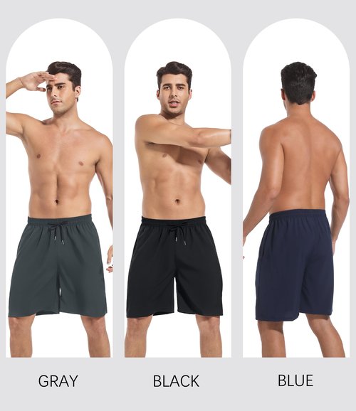 Kinglaman 5 Pack Mens Athletic Gym Workout Shorts Quick Dry Basketball Running Lightweight Shorts with Pockets 3 Black 1 Blue 1 Gray Medium