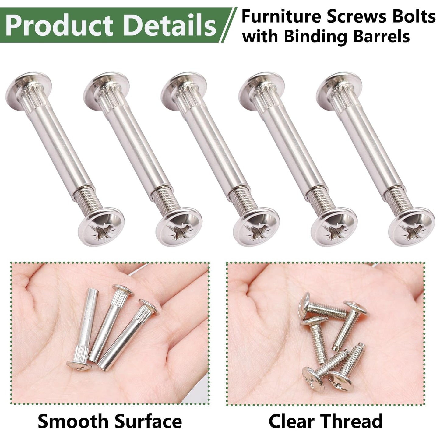 Bemaka 130PCS M4 Furniture Joint Connector Bolt & Cap Nut Kit, Furniture Screw Bolts Cabinet Panel Connector Binding Screws for Wood Door Cabinet Bookshelf Crib (65Set)