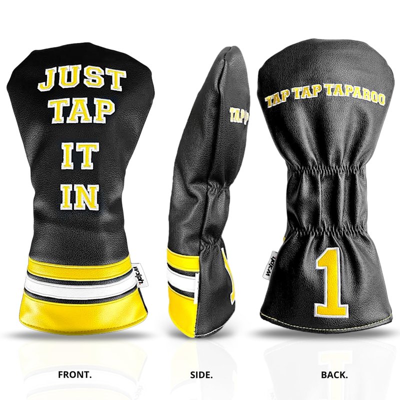 Wolph Happy Gilmore Golf Club Covers - Funny 'Just Tap It in' Driver Headcover - Premium Leather - Personalized Golf Club Covers - Golf Accessories for Men and Women, Fits Any Size.
