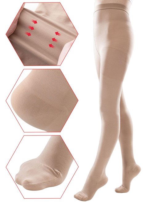 ZCLIKE® Medical Compression Pantyhose Closed Toe Stockings for Women&Men 20-30mmHg All-Season Comfort Advanced Support for Varicose Veins Edema DVT Plus Size