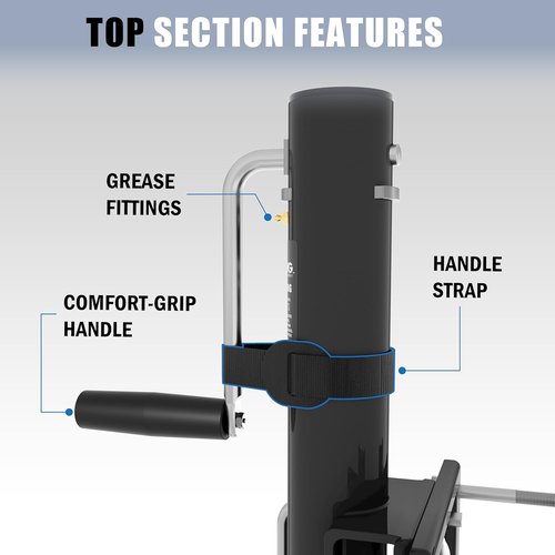 8" Spoke Wheel Trailer Jack - 1500 lbs Capacity | 10" Vertical Movement for RVs, Boats, Trailers - Black