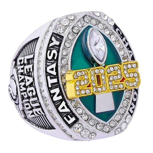 2025 Fantasy Football Championship Ring Heavy FFL Champion Trophy Ring Award Trophy for Fantasy Football League Winner (Ring and Stand Together, Size 10)