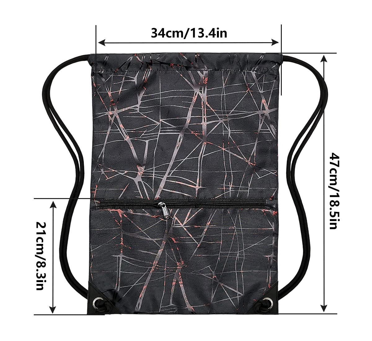 HOLYLUCK Drawstring Backpack Bag Sport Gym Sackpack (metallic-black)