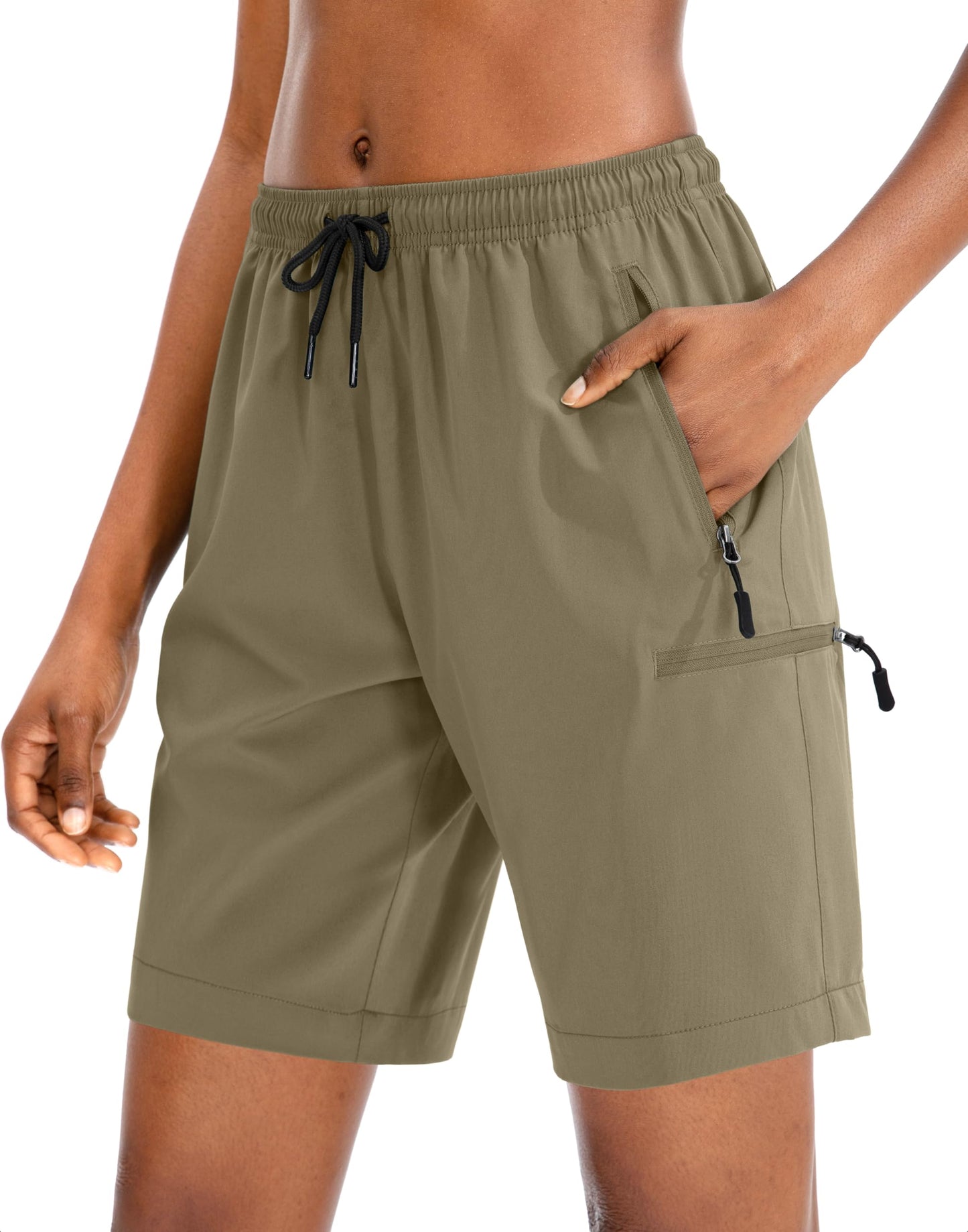 SANTINY Women's 5''/ 7''/9'' Hiking Cargo Shorts(Dusty Khaki_S)