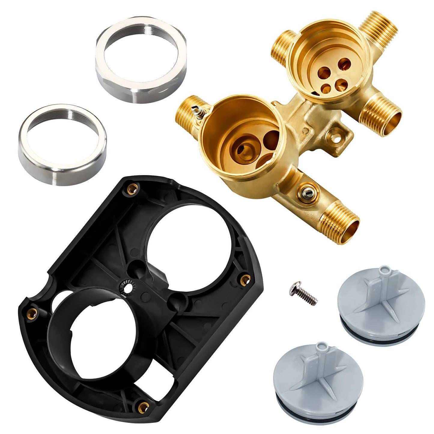 R22000-WS Integrated Shower and Diverter Valve for DT 3 or 6 Setting Custom Shower Valve, Brass Consctructed (with Screwdriver Stops)