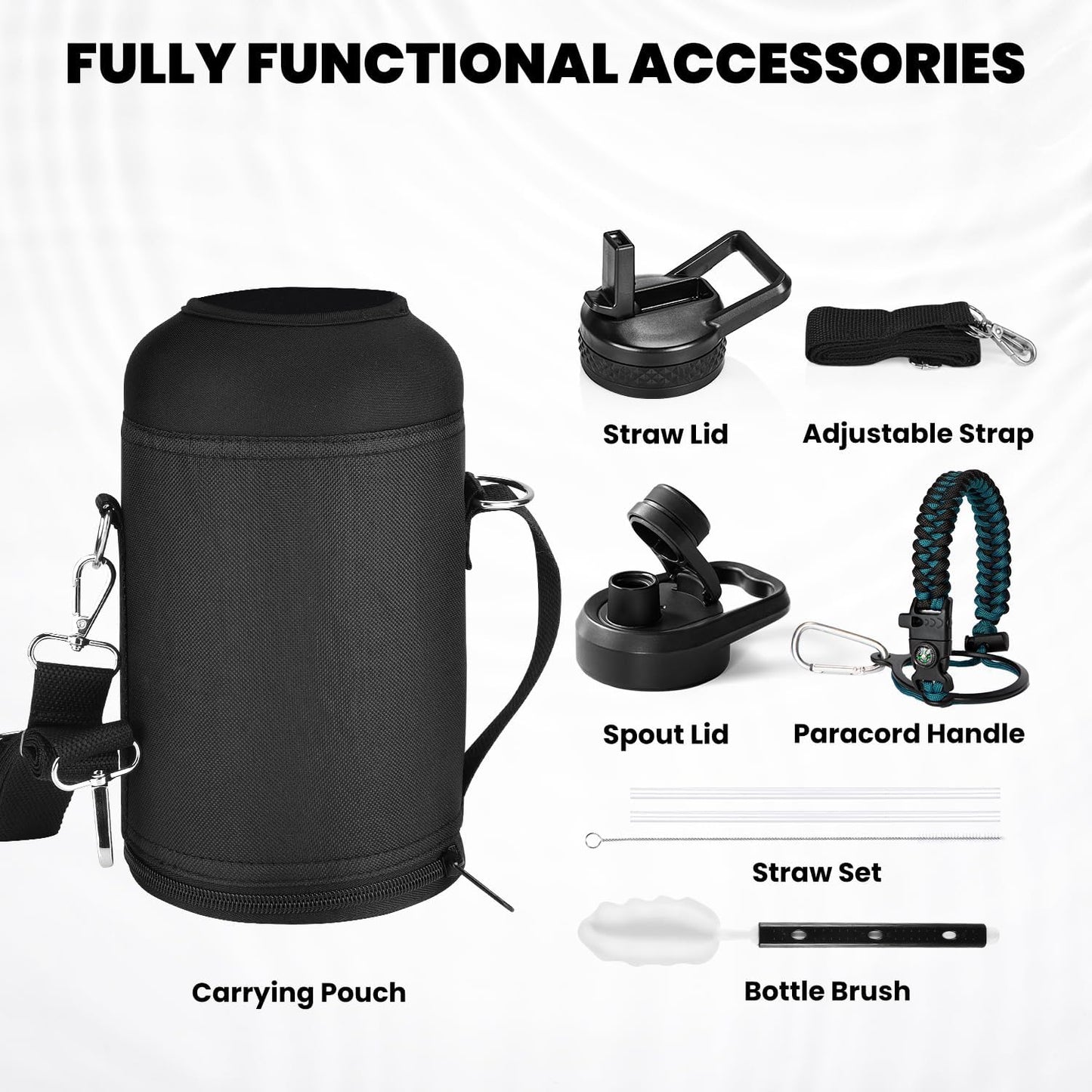 RAYMYLO Insulated Water Bottle - 64 oz Triple Wall Vacuum Stainless Steel | Keeps Drinks Cold for 48 Hrs