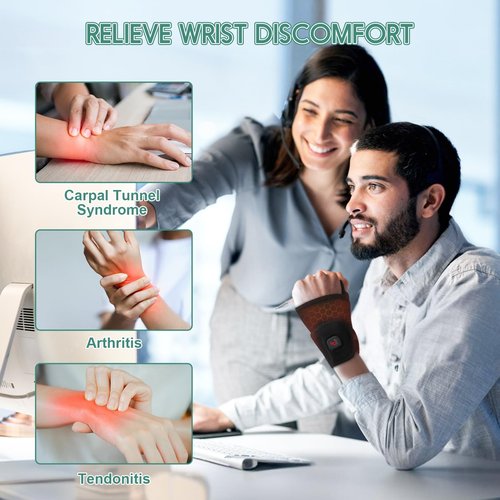 Telepepe Heated Wrist Wrap Cordless, Wrist Heating Pad for Pain Relief, 3000mAh Rechargeable Wrist Warmers for Men Women, 3 Heat Levels Carpal Tunnel Wrist Brace with 30 Mins Auto-off (Black)