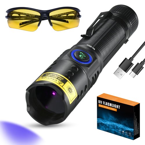 DARKBEAM UV Flashlight 365nm Black Light - Mini & Powerful LED Ultraviolet Blacklight Flashlights - Rechargeable Woods Lamp for AC Leak, Resin Curing, Cat/Dog Urine, Blood Tracking, Rocks Finder