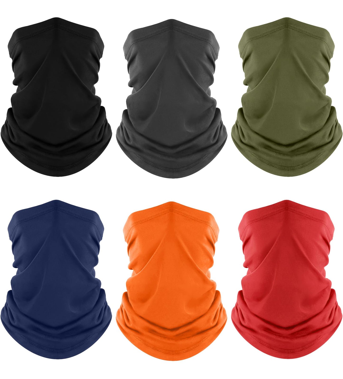 Fuinloth Neck Gaiter, 6 Pack Cooling UV Protection Bandana Face Mask Gator Scarf for Men Women Black+Gray+Green+Navy+Orange+Red