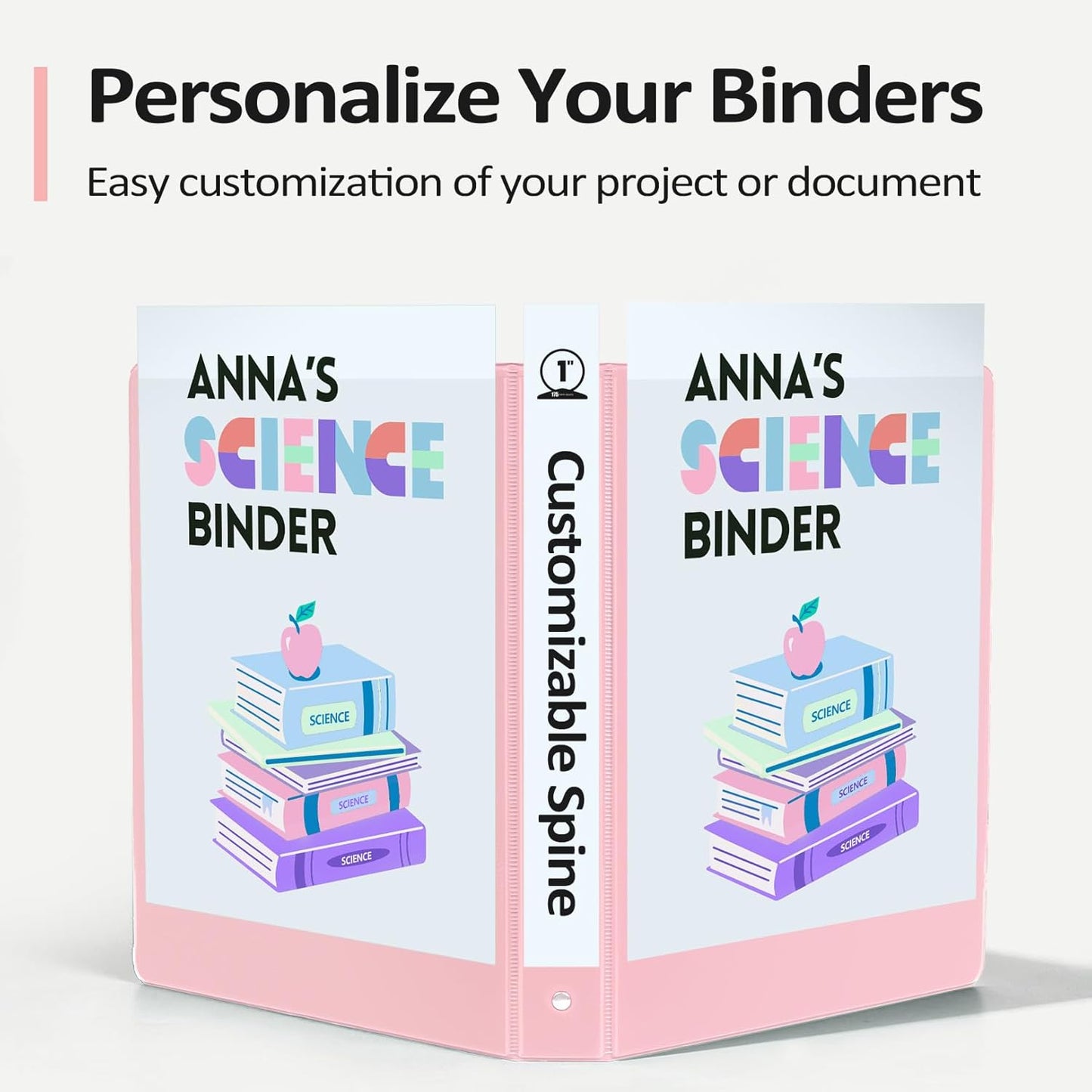 Sooez 1" Three Ring Binders - Extra Durable 6 Pack with Clear View Cover & Pockets | Pastel Colors for School & Office