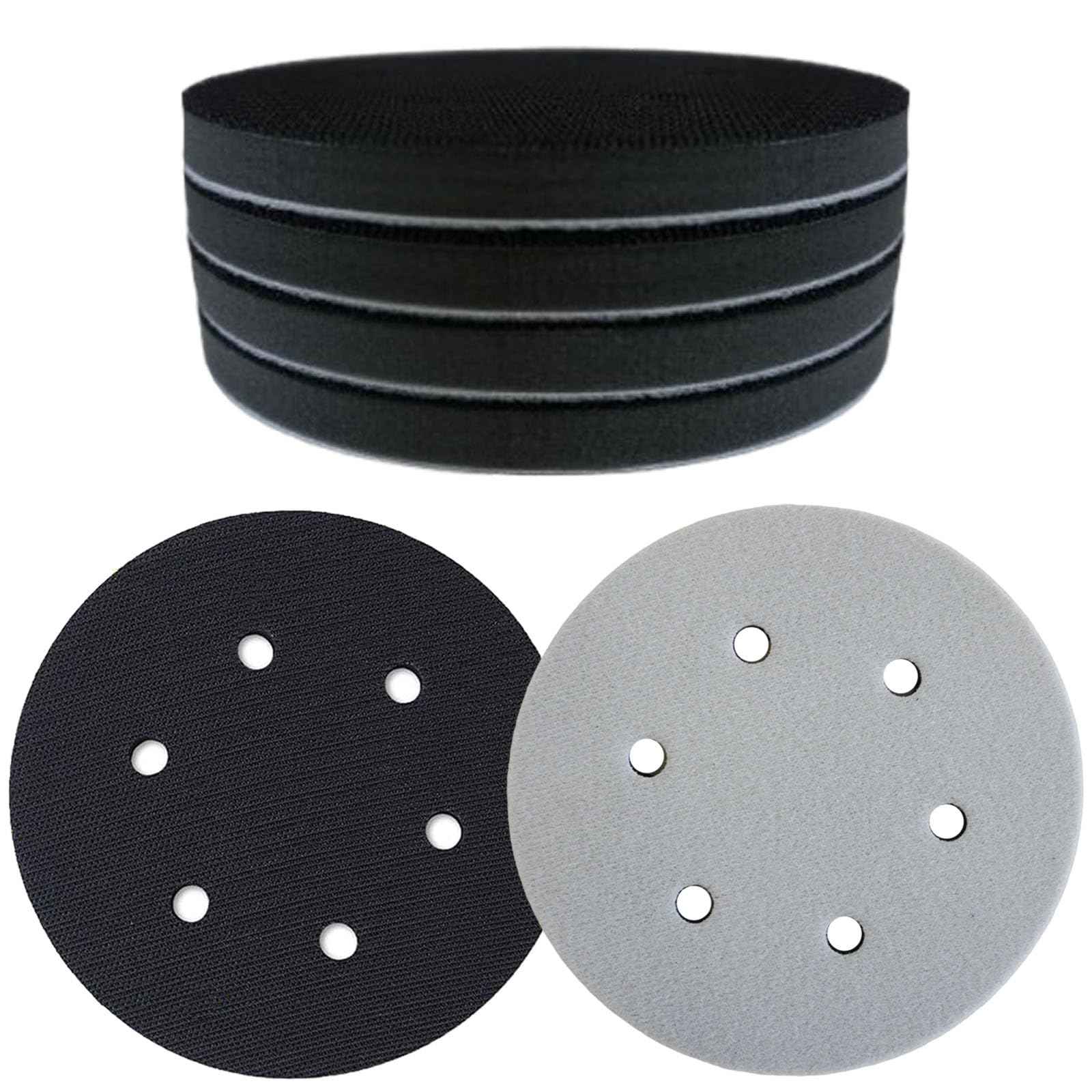 Crossarctic 5 Pack 6 Inch Sanding Interface Pads, Hook and Loop - 6 Inch Soft Density Sponge Cushion Buffer Backing Pads with EVA Foam for Orbital Sander
