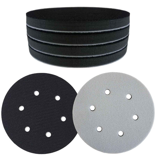 Crossarctic 5 Pack 6 Inch Sanding Interface Pads, Hook and Loop - 6 Inch Soft Density Sponge Cushion Buffer Backing Pads with EVA Foam for Orbital Sander