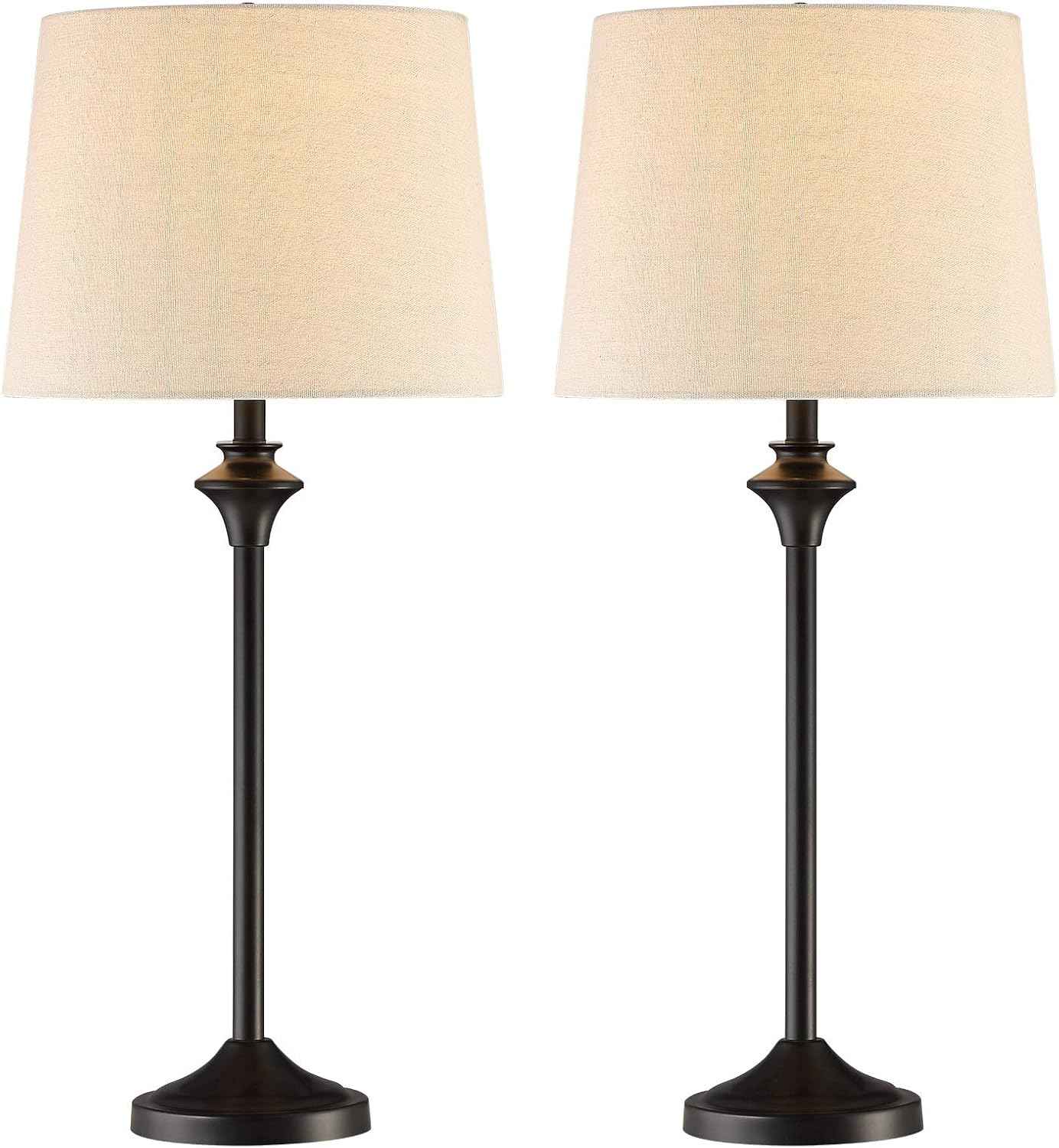 Brass Gold Table Lamps Set of 2 - 26" Modern Buffet & Nightstand Lamps for Living Room, Bedroom, Office
