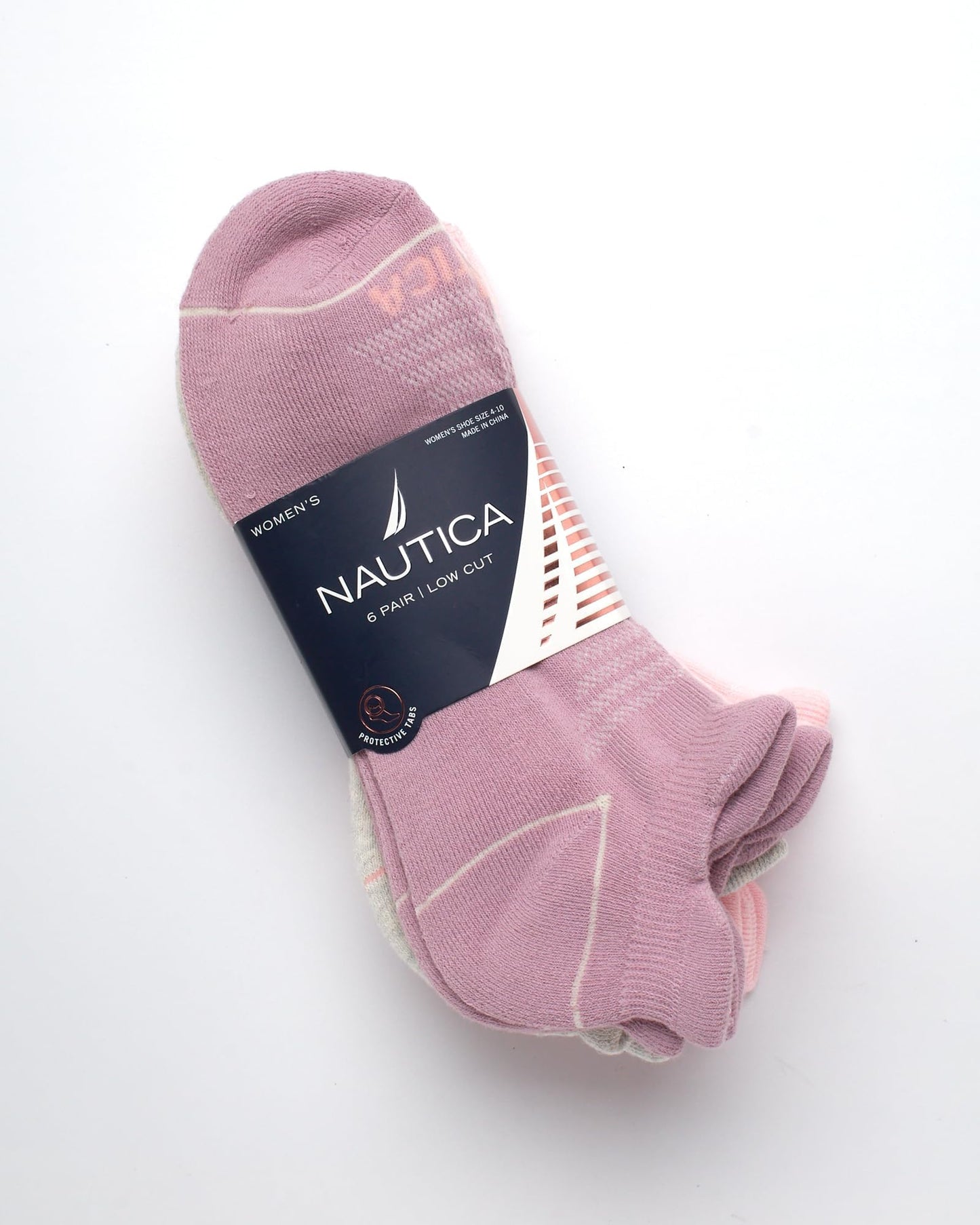 Nautica Womens Low Cut Socks - 6 Pack Soft Stretch Breathable Mesh Cushioned Athletic Performance No Show Socks for Women, Size 4-10, Mauve Tab