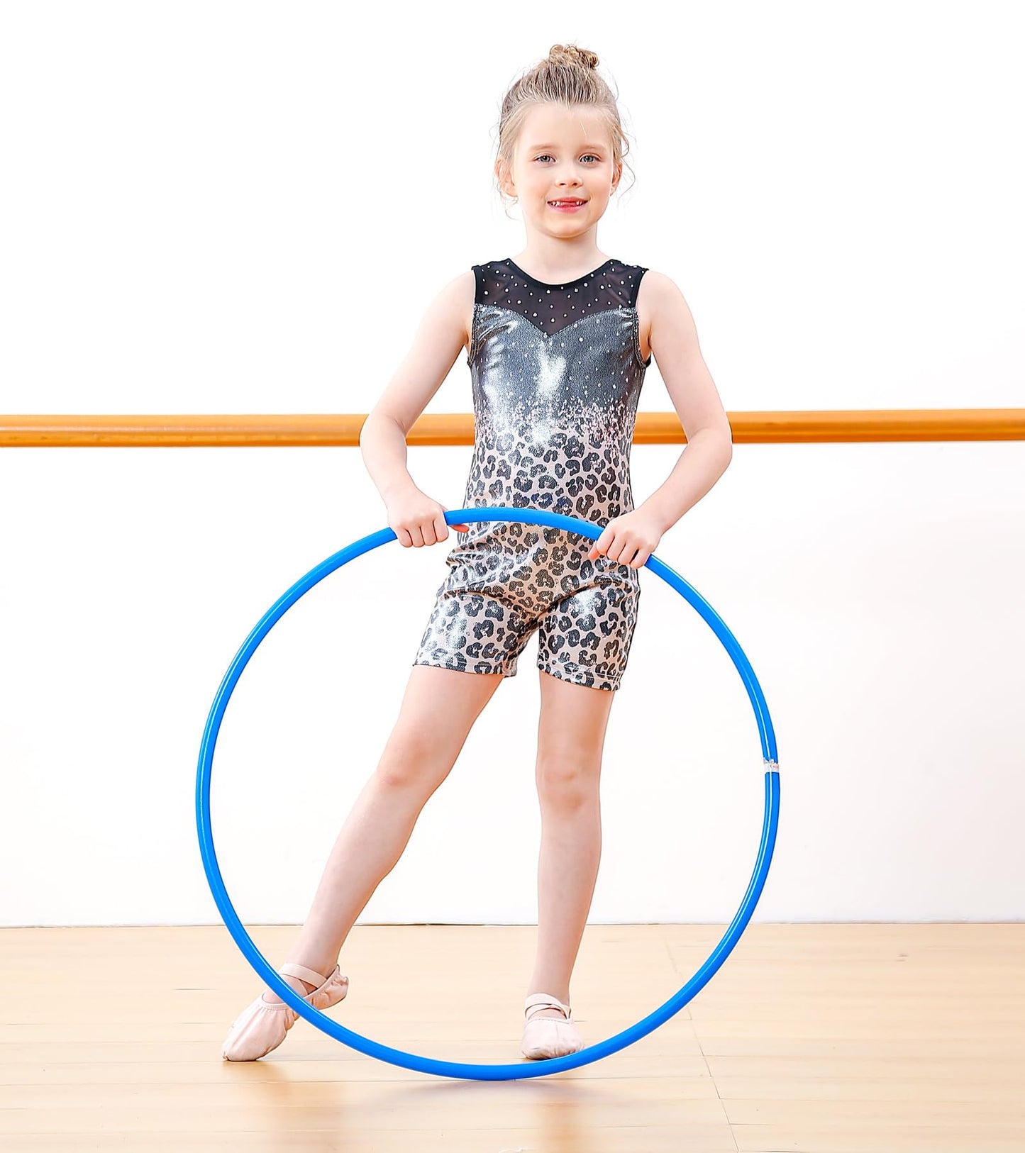 uideazone Ballet Leotards for Girls Size 7 Size 8 Sparkly Sequin Stretchy One-piece Unitards Kids Leopard Gymnastics Tumbling Outfits