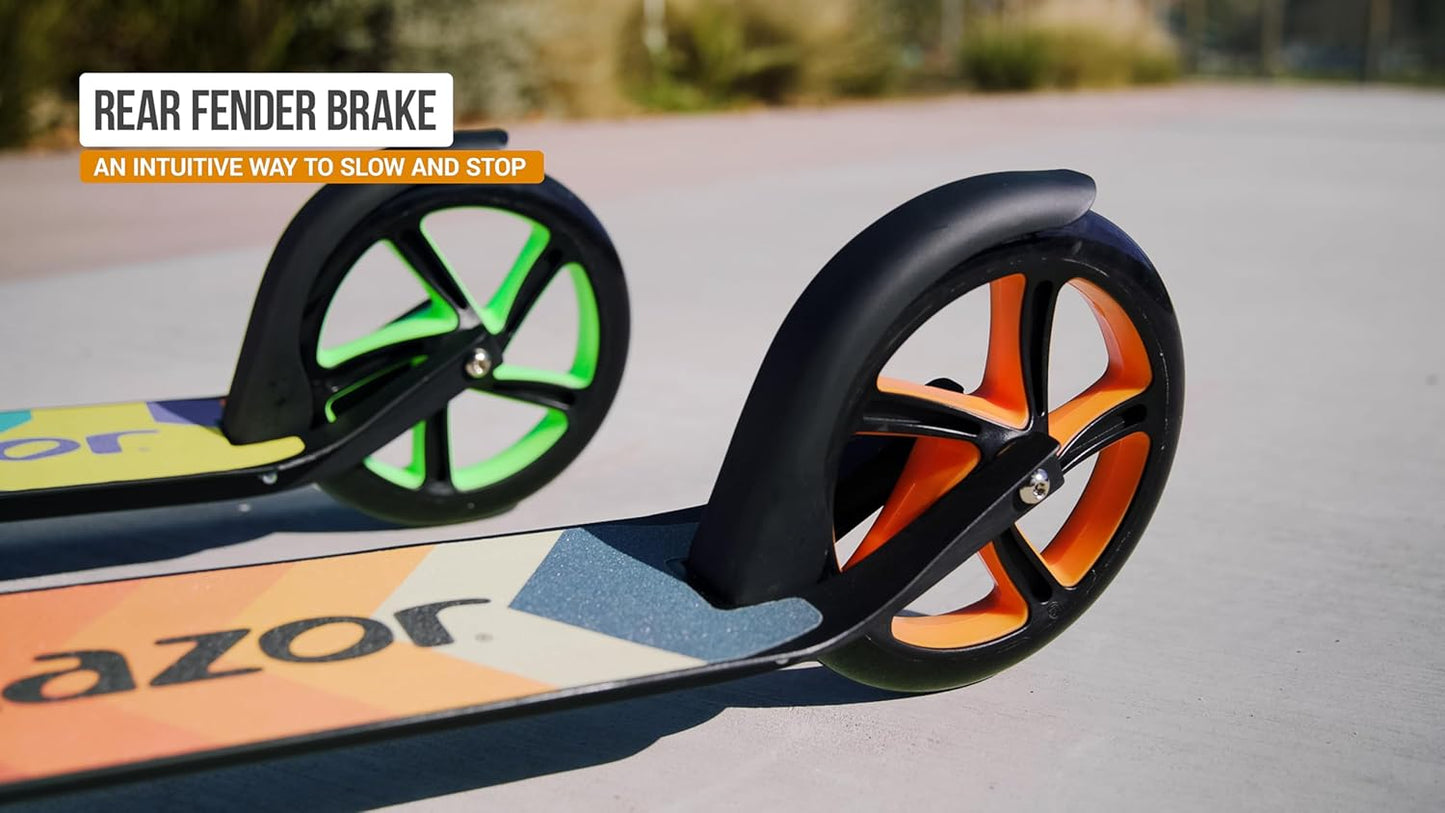 Razor A5 Lux Kick Scooter - Durable 8" Urethane Wheels, Anodized Finish, Bold Colors | For Kids Ages 8+