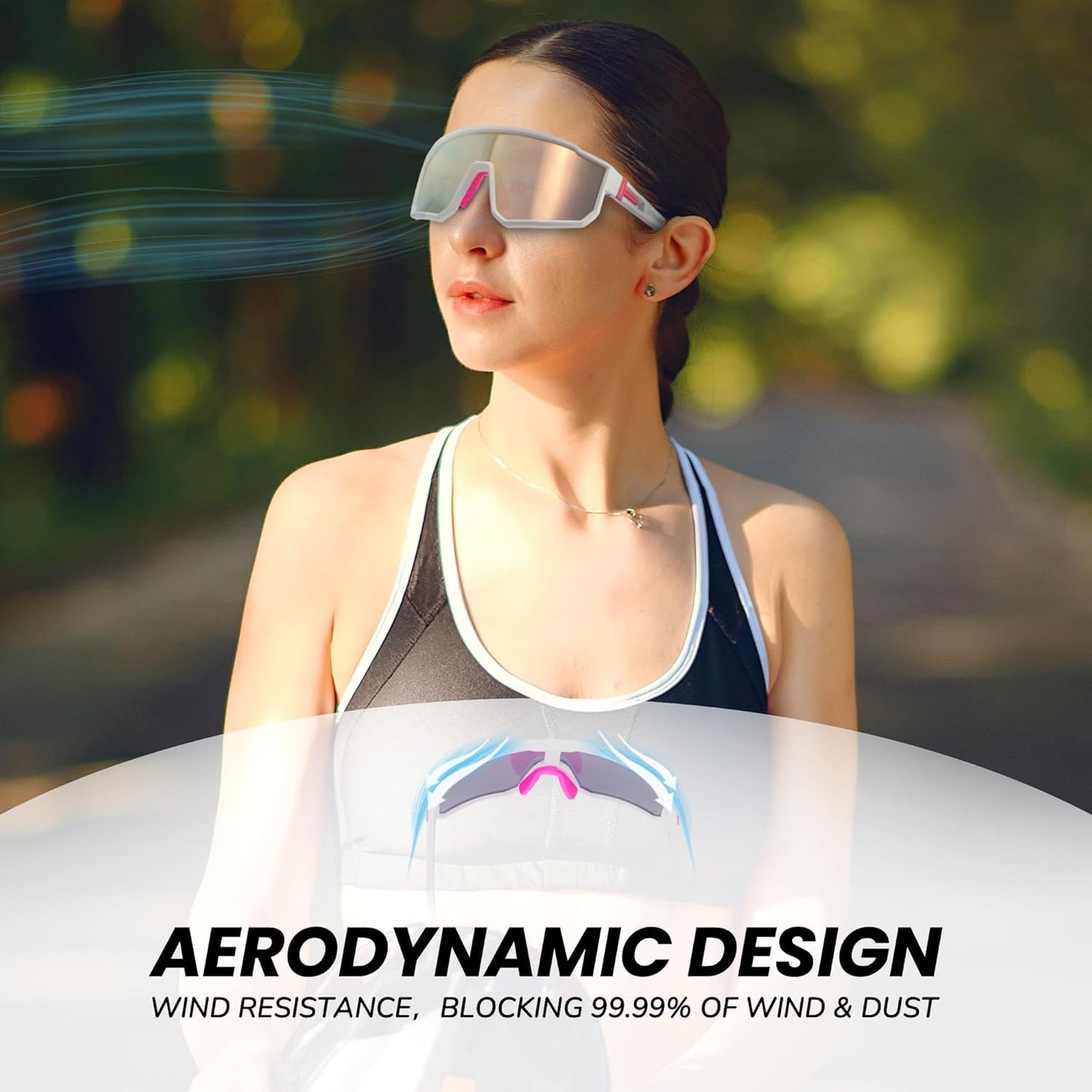 Polarized Running Sunglasses - UV400 Protection with Adjustable Nose Pad for Cycling & Hiking