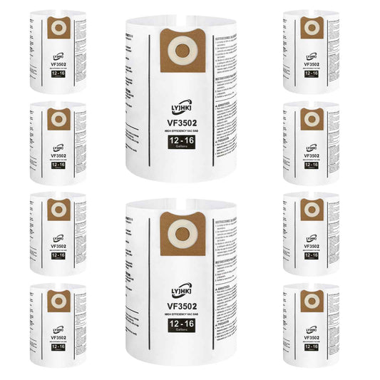 10 Pack VF3502 Repalcement Shop Vac Filter Bags Compatible with Ridgid 12-16 Gallon Wet/Dry Vacs, Size A High-Efficiency Double-Layer Vacuum Filter Bags