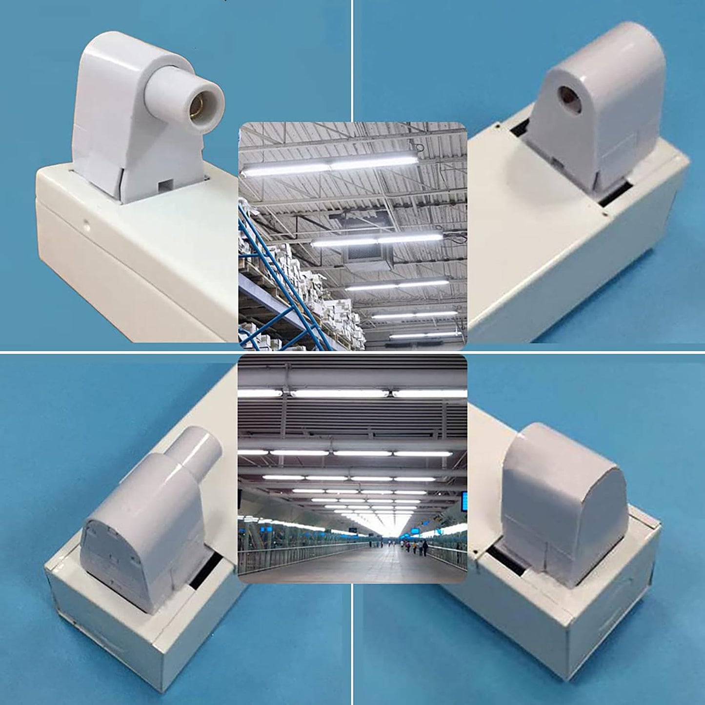 Surf turtle 2 Pair Tombstone Single Pin FA8 Base Holder Socket Connector with T8 T10 T12，for 8ft Light Emitting Diode Fluorescent Tube Light