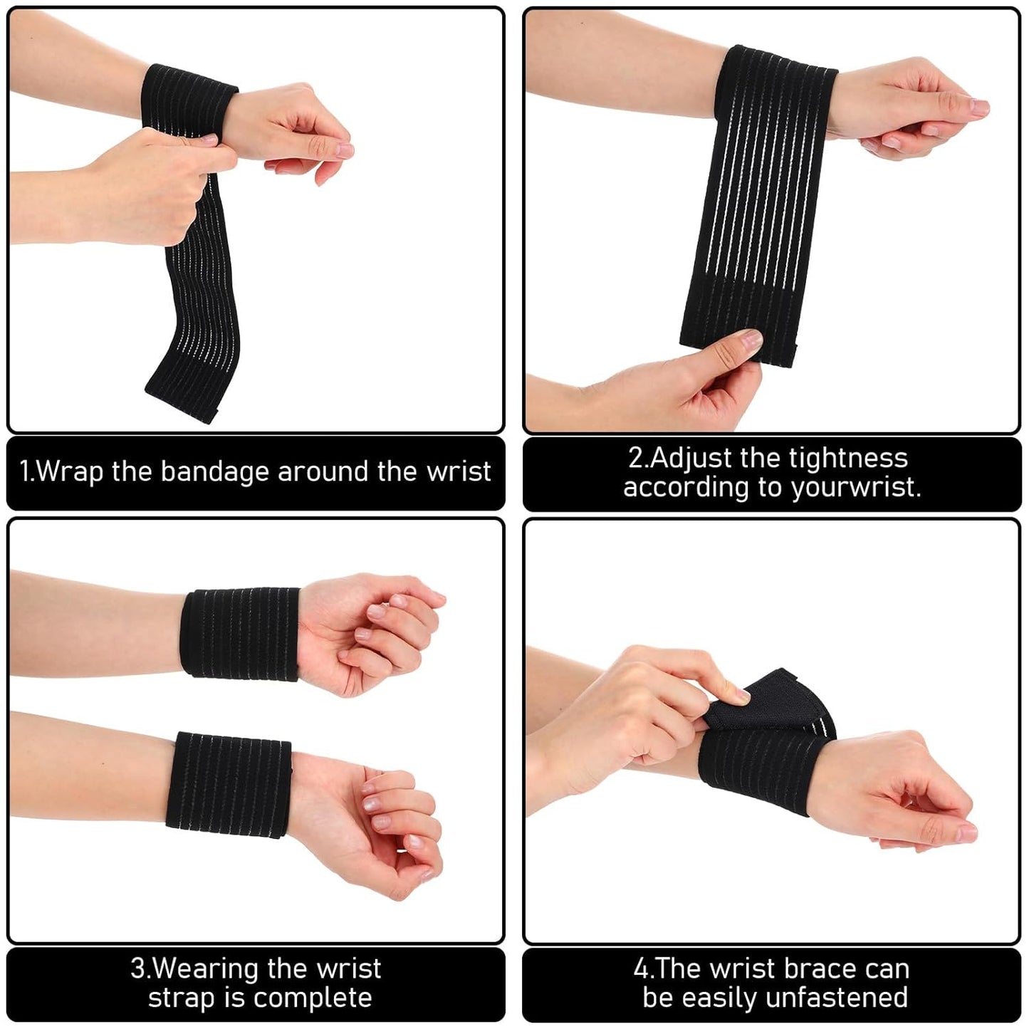 Skiennix High-Elastic Wrist Support Straps - Breathable Compression Wraps for Carpal Tunnel & Arthritis | 6 Pcs Set