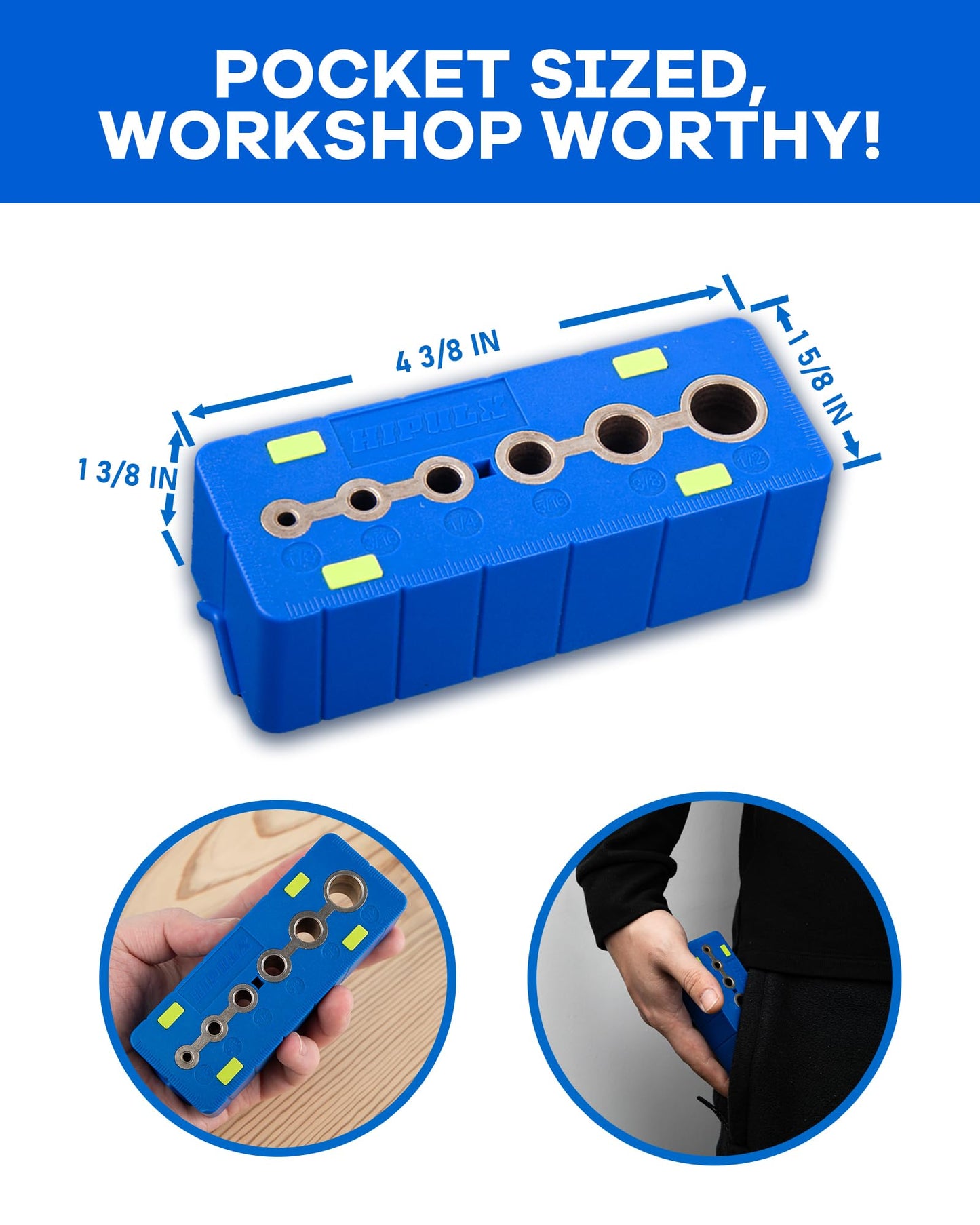 HIPULX Drill Block Guide for Straight Holes - Precision Drilling Tool for Woodworkers, DIY Enthusiasts & Professional Craftsmen