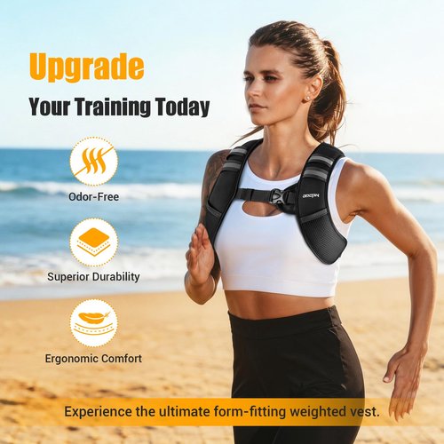 Weighted Vest for Women & Men, 10lb Ultra Thin Soft Iron Weighted Vest with Reflective Strips & Adjustable Buckle Straps, Slim Weight Vest for Walking, Running, Strength Training & Weight Loss Workout
