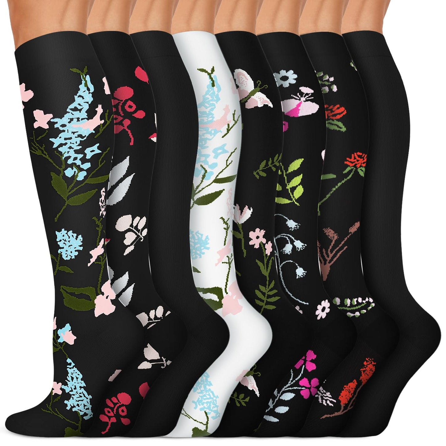 Copper Compression Socks 15-20 mmHg for Men & Women 8 Pairs – Circulation Support for Nurses, Travel, Running, Hiking, Soccer,Gift,Pregnant, Nurses(S/M)