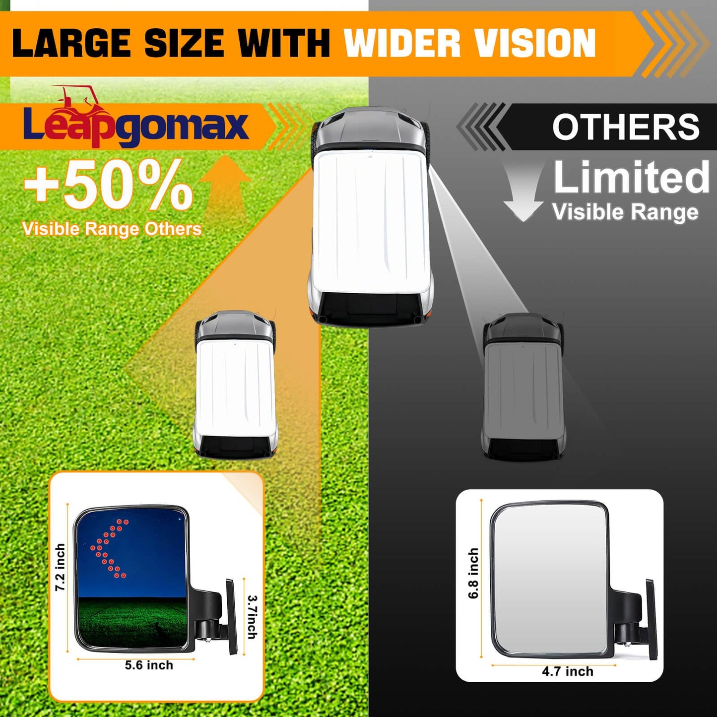 Universal Golf Cart Side Mirrors Rear View Mirror with Turn Signal Light for Club Car,EZGO and Yamaha Golf Carts