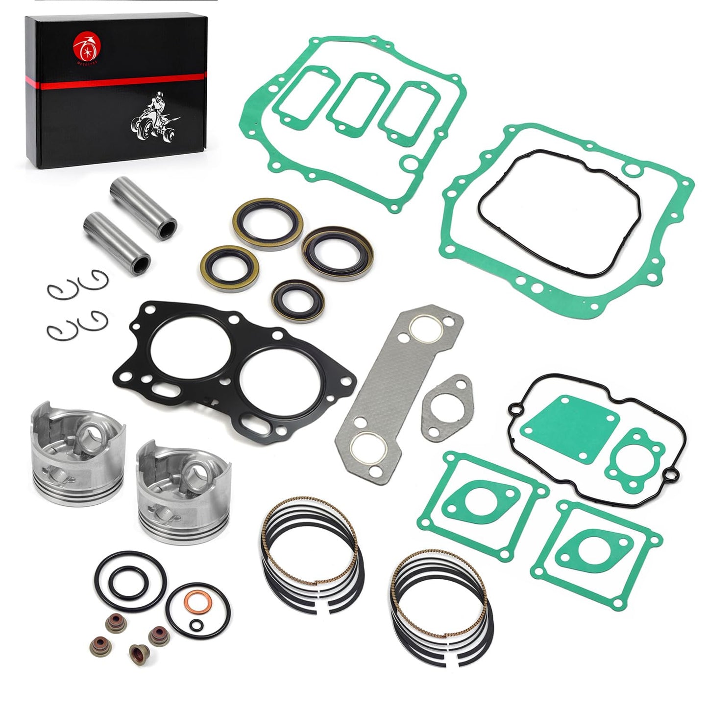 Piston & Ring Oversize Bore 0.25mm & Gasket Seal Rebuild Kit Compatible with EZGO 4 Cycle Gas Golf Cart Fuji Robin 295cc EH29C Engine 1991-2008