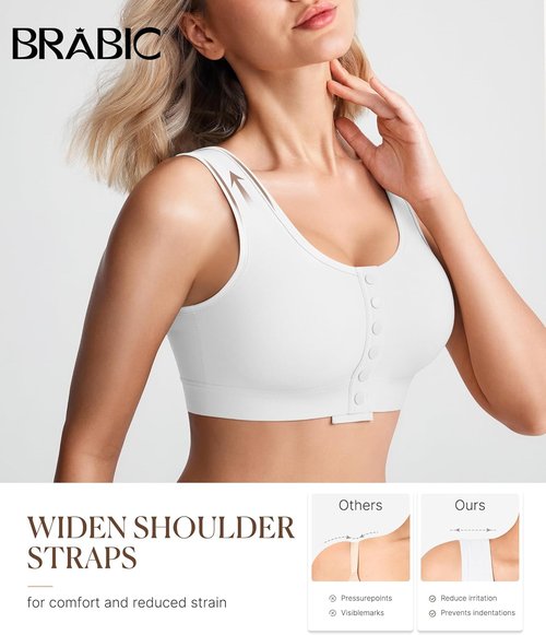 BRABIC Front Closure Compression Bra - Post Surgery Mastectomy Support | Full Coverage Wireless Design