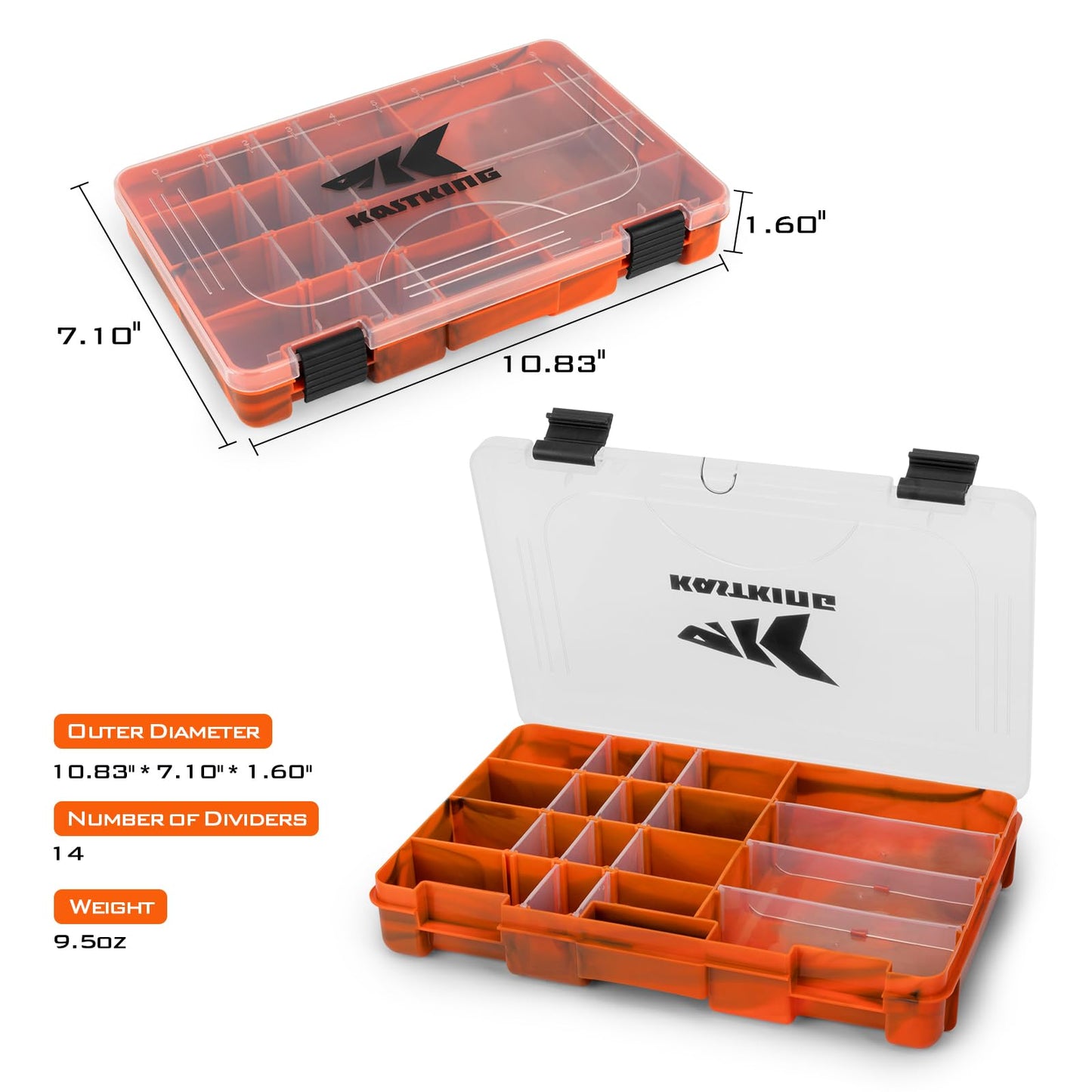 KastKing Bait Vault Camouflage Tackle Box, Plastic Fishing Tackle Box Storage Organizer with Removable Dividers, 4 Packs Tackle Trays Terminal Tackle Storage, Right Angle Lure Boxes