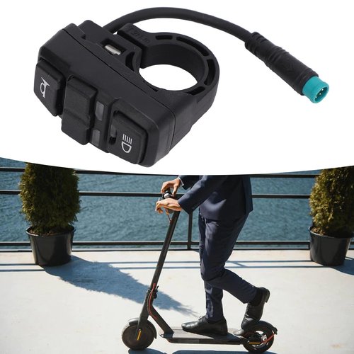 3 in 1 Ebike Switch Universal Handlebar Switch for Headlight, Horn &Turn Signal Compatible with KUGOO M5 Electric Scooter, ABS Lightweight Control (Black)
