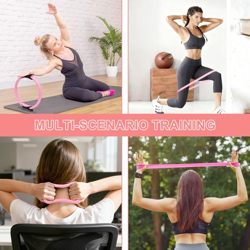 CARDOBIR Pilates Equipment for Women 18 PCS at Home Pilates Kit 12" Pilates Ring Set for Beginners Home Workouts (Fashion)