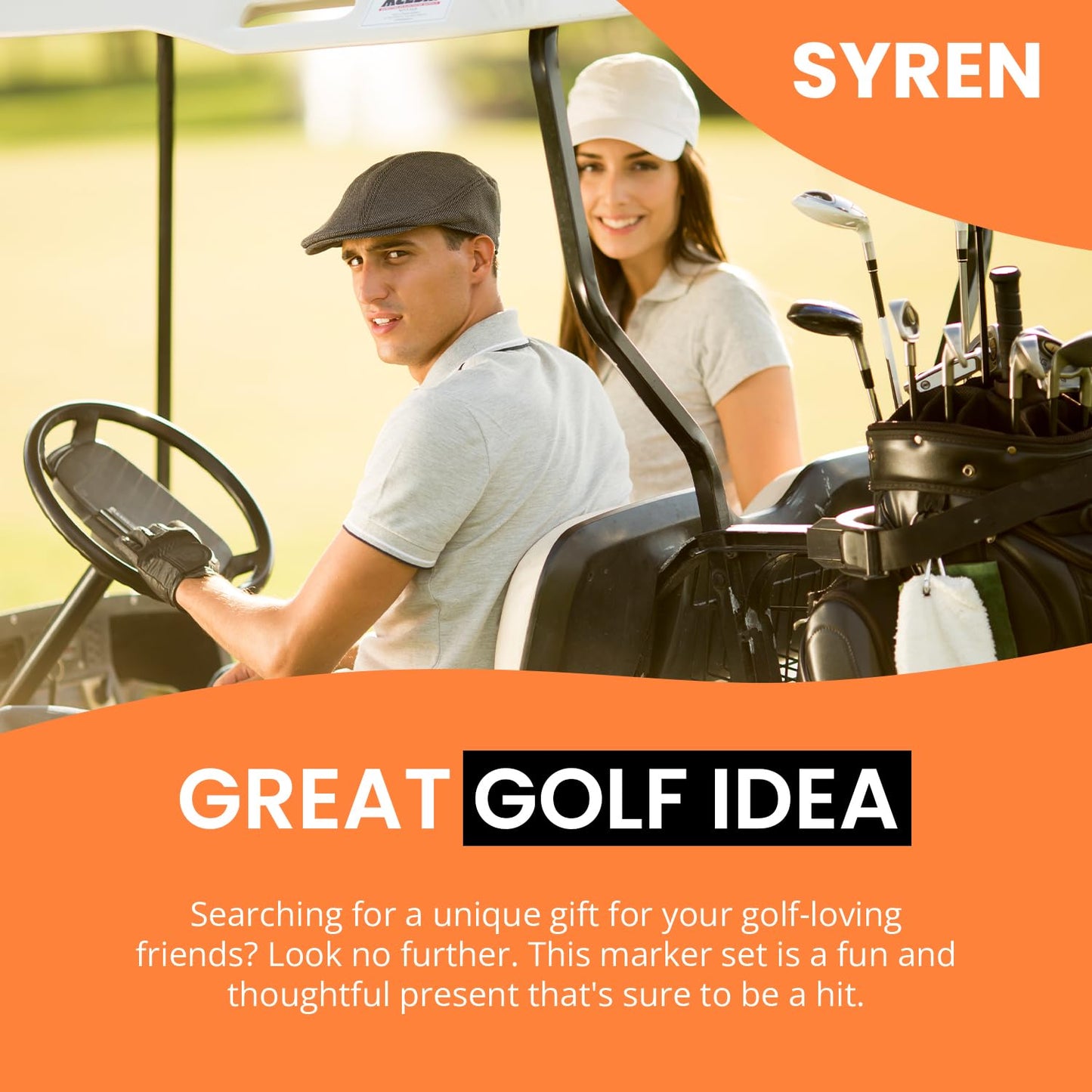 Syren Bone Skeleton Middle Finger Golf Ball Marker with Magnetic Hat Clip Alignment, Funny Golf Accessories Great Gift for Golf Lovers Golf Cap Premium Gifts Golf Enthusiasts (Orange Bone)