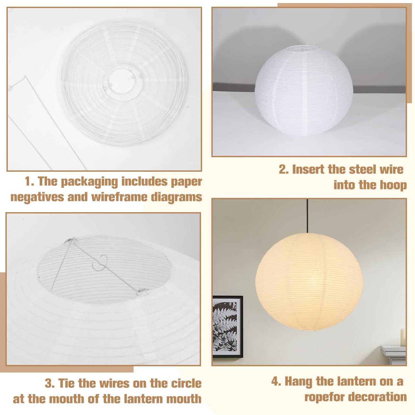 White Paper Lamp Shades set of 2, 12''x12'' Small Chinses Paper Lantern Pendant Light Shades,Round Lanpshades Home Decor Ceiling Lampshade, Foldable Lampshade